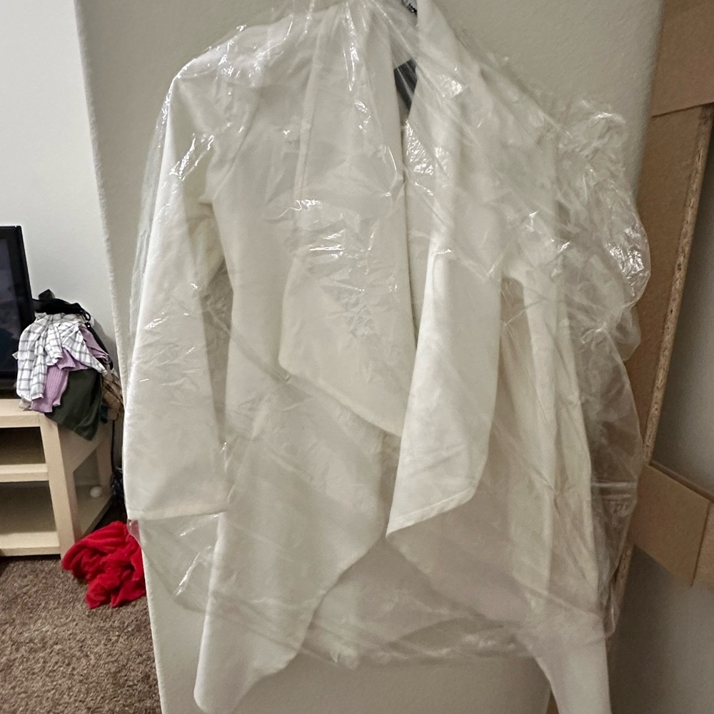 Fashion nova white waterfall jacket